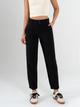 Ref: 069692 Pantalón slouchy, sin prense, tejido plano liviano, tiro alto, tono negro