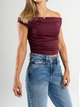Ref: 0610463 Top cuello bandeja, stretch, fondo entero, tono vinotinto