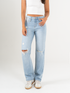 Ref: 065753 Jean straight leg, rígido, tiro medio, tono azul claro con rotos